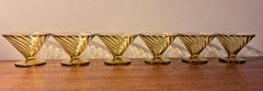 Vintage Federal Glass Diana Yellow Amber Cups Footed Swirl set of 6 Martini