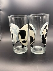 Firna Rotund Cow Drinking Glasses Black White Farmhouse Tumblers – Set of 2