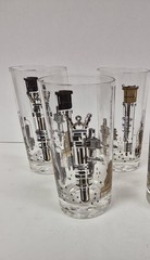 Rare Vintage Libbey MCM Georges Briard Highball Black Gold Barware Atomic Era