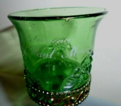 EAPG Jewel Cordial Emerald Green Souvenir St. Paul, Minn. 4″ Tall VTG FREE SHIP