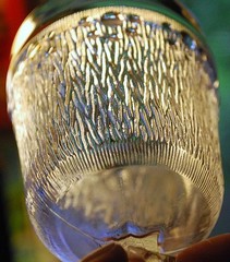 Vtg Set 4 CLEAR BUBBLE FOOT Footed Wine/Juice Glasses BARK TEXTURE Italy 1960s