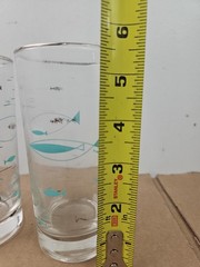 Vintage Libbey Mediterranean Atomic Fish Motif Tumblers Set Of 2 MCM Retro