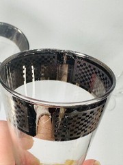 MCM Checkered Silver rim Stemmed Glasses Pilsner Dorothy Thorpe Style Band RARE