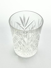 Vintage 4 Crystal Cocktail Old Fashioned Tumbler Glasses 4” 10oz Fan & X Cuts
