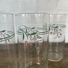 Lot 6 Vintage Corning Corelle Drinking Glasses Rosemarie Tulip Tumblers 16 oz