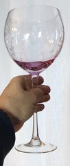 LENOX Heather Pink, Balloon Wine Glass, Blown Glass, Clear Stem, 8-7/8 Tall