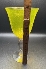 Vintage Artland Iris Yellow Bubble Glass Goblet Hand Blown Cadmium Glow