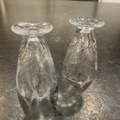 Stuart ELLESMERE Crystal Cocktail Glasses Juice Footed Set 2 Fern Mid Century