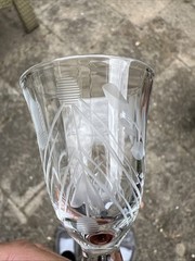Ruby Red Clear Etched Floral And Leaf Design Vintage Cordial Glasses Set Of 6