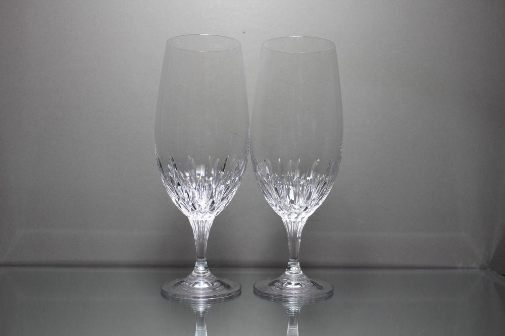 Two (2) Godinger Shannon Chelsea Iced Tea Clear Crystal Cut Vertical Lines MINT