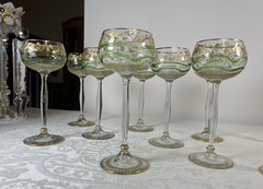 10 Moser Bohemian Gilt Wine Glasses 6 oz.