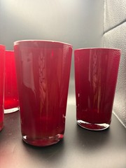Scarlet Ruby and Dark Red Mouth Blown Glasses from China – Set of 6