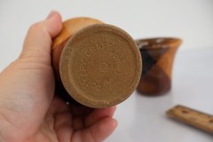 Vintage Pottery Craft USA Handcrafted Stoneware Cups Wine Glasses Brown Set of 2