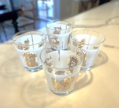 Set of 4 Frosted Whiskey ‘Low Ball’ Glasses from FRANCE – Early American Styling