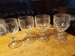 4 Hazel Atlas Honeycomb Pressed Glass Goblets