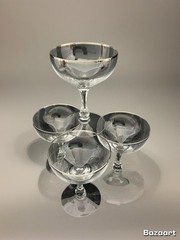 FOSTORIA WEDDING RING Crystal Sherbet Champagne Dessert Glasses Platinum Rim 4