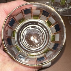 VINTAGE 1960’S LIBBEY NORDIC ROCK GLASSES GREEN BLUE GOLD EXC COND