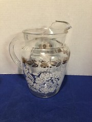 Vintage Libby White Roses And Gold Bows Beverage Set