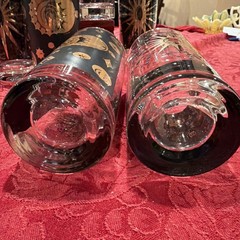 Pristine Fred Press Eclipse Atomic 24K Gold Sunburst 6.25” Highball Set/8 Signed