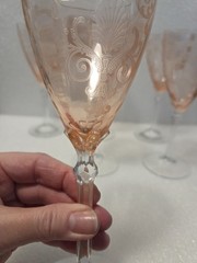 Vintage Fostoria Versailles Set Of 6 Pink (Rose) Etched Water Goblet 8 1/4″H