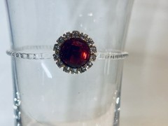 RARE VINTAGE ROCOCO REVIVAL HIGH BALL GLASSES FAUX RUBY & DIAMOND SET OF 2