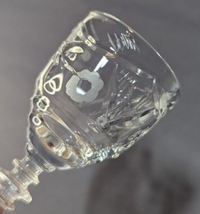 Rock Sharpe Groton Cordial Pressed Etched Floral Clear Glass Ornate Stem 1013