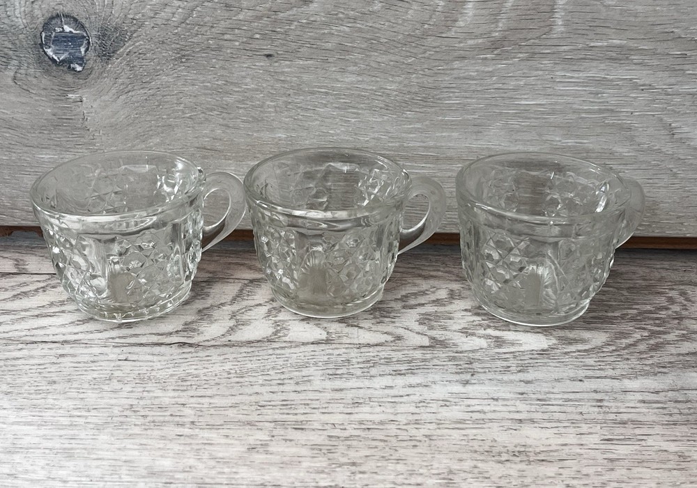 Cambridge Glass EAPG Punch Cups Clear Pressed Glass Crystal Set of 3 Vintage