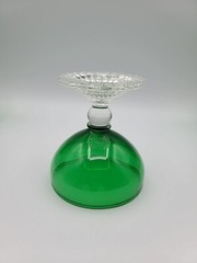 6 Vtg Anchor Hocking Bubble Foot Boopie Green Champagne/Tall Sherbet Glasses