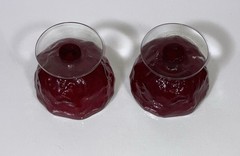 Lot of 2 Morgantown Crinkle Ruby Red Seneca Footed Sherbet Glasses – 2-3/4”