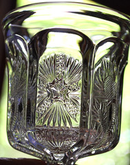Antique Set 5 PANELLED THISTLE Water Goblets HIGBEE Clear Pressed Glass c1915