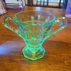 Vintage Indiana Glass Tea Room Green Open Sugar Bowl Depression Glass 1920s