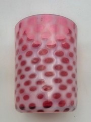 Antique glass tumbler Hobbs Brockunier cranberry opalescent WINDOWS / polka dot