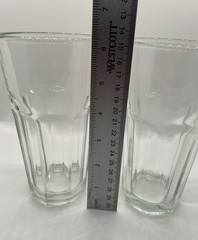 2 Libbey Gibraltar Glasses Clear Paneled Heavy Flat Bottom Tumblers Coolers 6.25