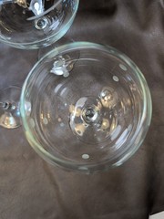 Large 8in MCM Graphic Etched Crystal Balloon Wine Glasses Set of 4