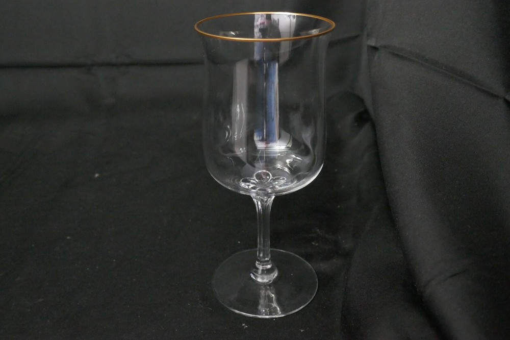 Lenox Crystal Intrigue Gold Water Goblet Clear Gold Trim 7 1/8″ T ca 1975-1989