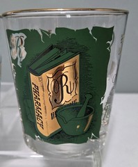 Set of 4 Libbey Apothecary Pharmacy Rx Gold Trim Old Fashioned Rocks Glasses 4″