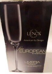 4 Pc Lenox Umbria Fine European 7 Oz Crystal Stemware Flutes With Labels