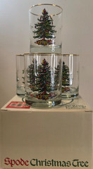Spode Christmas Tree Double Old-Fashioned Glasses Set Of 4 USED
