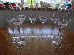 Champagne Blown Pier 1 Applied Swirl Smooth Stem Crystal Blown Glass – Set of 8