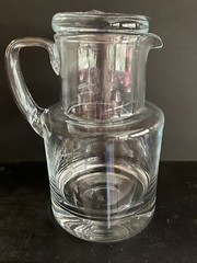 Hungarian Blown Glass Tumble Up Bedside Carafe with Glass