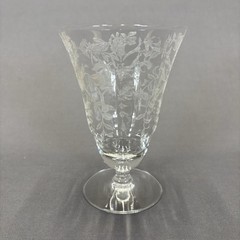 Morgantown Lace Bouquet Iced Tea Glass Water Goblet 5 1/2″ Set of 4 Etched