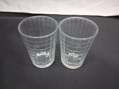 2 Vintage Pasabahce Clear Windowpane Block Optic Clear Lowball Drink Glass