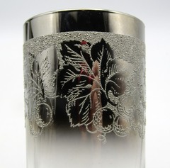 VINTAGE MCM VITREON QUEEN’S LUSTERWARE EMBOSSED SILVER FADE TUMBLERS – SET OF 6