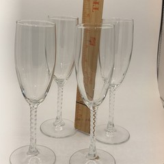 Champagne Flutes 8″ Tall Twisted Stem (Set of 4) Glasses Clear Glass