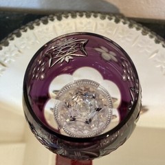 1 AJKA MARSALA DEEP PURPLE 4 1/4″ HAND CUT TO CLEAR CRYSTAL BRANDY SNIFTER GLASS