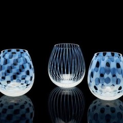 Taisho Roman Karai 350ml 3pc Glass Set Tokusa Ichimatsu Polka