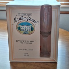 Vtg Libbey Martha Stewart Riverside Classic 12 Oz Water Goblets Twisted Stem Set