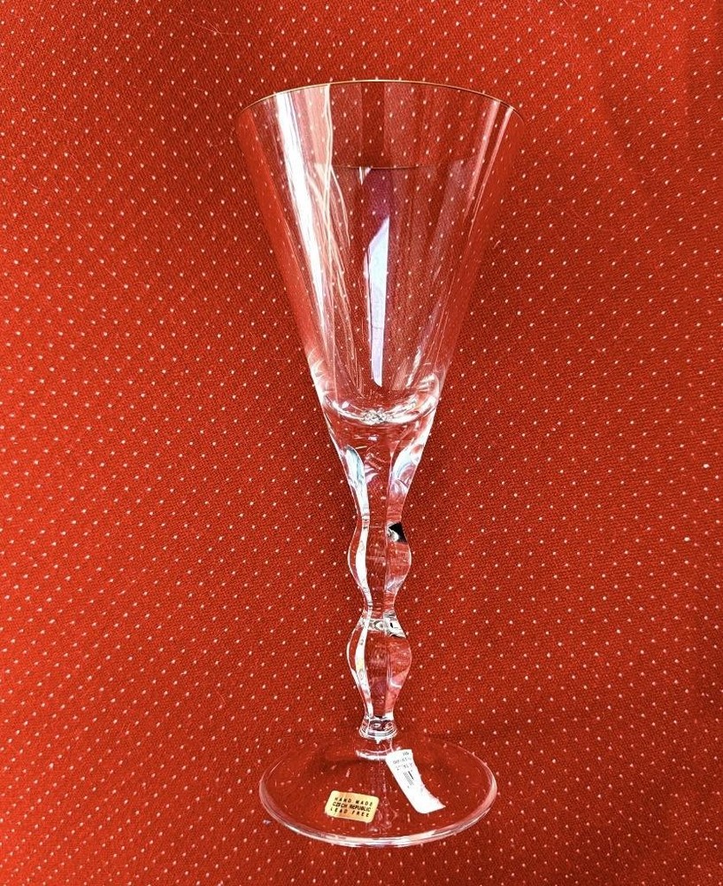 SIGNED CZECH MOSER OPHELIA PATTERN w/ GOLD TRIM 8 7/8″ TALL WATER GOBLET