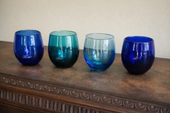 Glass Eye Studio Artist Hand Blown x 4 Eric Barnardi Signed Art Glass Tumblers