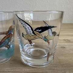 Vintage Federal Glass Sportsman Old Fashioned Whiskey Glasses Game Bird Set of 3
